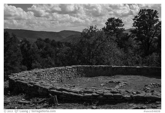 Archeological ruins. Chimney Rock National Monument, Colorado, USA (black and white)