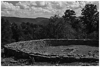 Archeological ruins. Chimney Rock National Monument, Colorado, USA ( black and white)