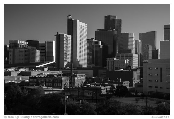 Historic buildings and dowtown skyline. Denver, Colorado, USA (black and white)