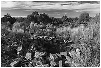 Ruined walls. Canyon of the Anciens National Monument, Colorado, USA ( black and white)