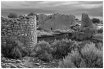 Hovenweep House and Hovenweep Castle. Hovenweep National Monument, Colorado, USA ( black and white)