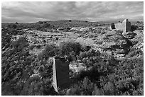 Square Tower and Hovenweep House. Hovenweep National Monument, Colorado, USA ( black and white)