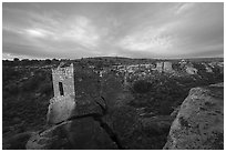 Stronghold House and Little Ruin Canyon. Hovenweep National Monument, Colorado, USA ( black and white)