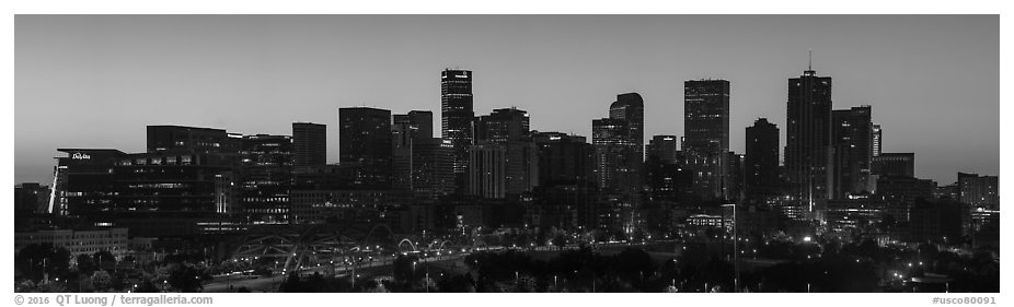 Skyline at dawn. Denver, Colorado, USA (black and white)