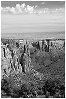 Mesas, Monument Canyon view. Colorado National Monument, Colorado, USA ( black and white)