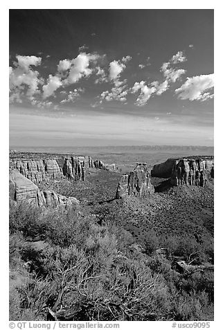 Mesas, Monument Canyon view. Colorado National Monument, Colorado, USA (black and white)