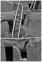 Communal houses of adobe. Taos, New Mexico, USA ( black and white)
