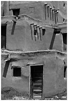 Traditional adobe construction. Taos, New Mexico, USA ( black and white)