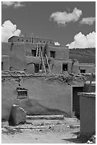 Multi-story adobe house. Taos, New Mexico, USA ( black and white)