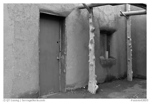 Door and window. Taos, New Mexico, USA (black and white)