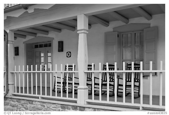 Porch of historic house. Taos, New Mexico, USA