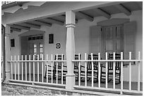 Porch of historic house. Taos, New Mexico, USA ( black and white)