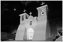 Church San Francisco de Asisis at night, Rancho de Taos. Taos, New Mexico, USA ( black and white)