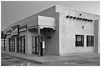 Post office in adobe style, Rancho de Taos. Taos, New Mexico, USA (black and white)