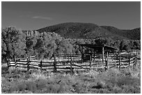 Cattle enclosure, Picuris Pueblo. New Mexico, USA ( black and white)