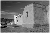 Rear of San Lorenzo Church, Picuris Pueblo. New Mexico, USA ( black and white)