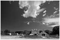 Picuris Pueblo and church. New Mexico, USA ( black and white)