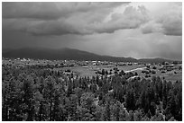 Truchas and Sangre de Christo Mountains with approaching storm. New Mexico, USA ( black and white)