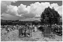 Fenced tombs, Truchas. New Mexico, USA (black and white)