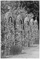Row of crosses, Sanctuario de Chimayo. New Mexico, USA ( black and white)