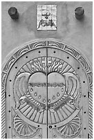 Decorated door, Sanctuario de Chimayo. New Mexico, USA ( black and white)