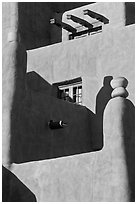 Detail of pueblo style of architecture, Loreto Inn. Santa Fe, New Mexico, USA ( black and white)