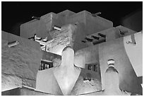 Detail of pueblo style architecture of Loreto Inn. Santa Fe, New Mexico, USA ( black and white)