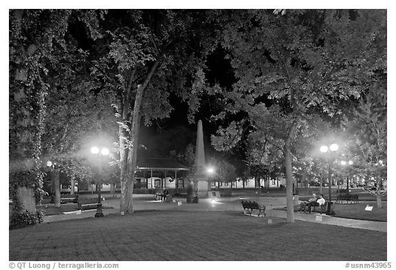 Park on the Plazza by night. Santa Fe, New Mexico, USA