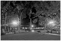 Park on the Plazza by night. Santa Fe, New Mexico, USA (black and white)
