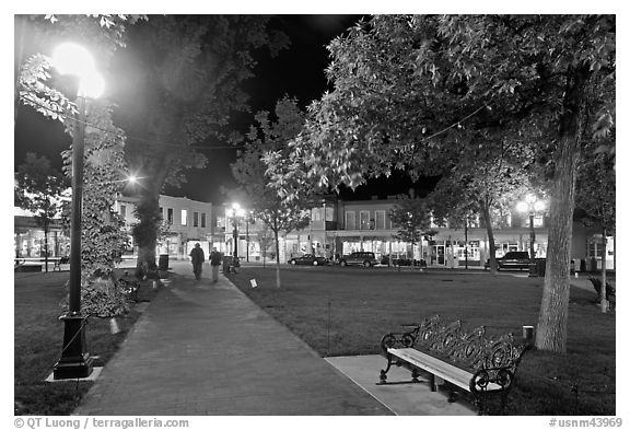 Plazza by night. Santa Fe, New Mexico, USA (black and white)