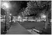 Plazza by night. Santa Fe, New Mexico, USA (black and white)