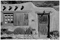 Adobe house. Santa Fe, New Mexico, USA (black and white)