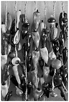 Ceramic fruits and vegetable for sale. Santa Fe, New Mexico, USA (black and white)