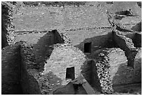 Interconnected rooms, Pueblo Bonito. Chaco Culture National Historic Park, New Mexico, USA ( black and white)