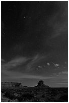 Stars over Fajada Butte. Chaco Culture National Historic Park, New Mexico, USA ( black and white)