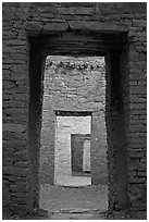 Chaco doorways. Chaco Culture National Historic Park, New Mexico, USA (black and white)