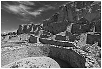 Ancient pueblo. Chaco Culture National Historic Park, New Mexico, USA ( black and white)