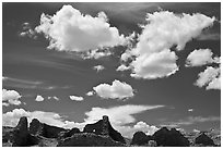 Pueblo Del Arroyo and clouds. Chaco Culture National Historic Park, New Mexico, USA ( black and white)