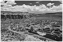 Chetro Ketl and Chaco Canyon. Chaco Culture National Historic Park, New Mexico, USA ( black and white)