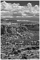 Chetro Ketl and cliffs. Chaco Culture National Historic Park, New Mexico, USA ( black and white)