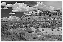 Rim cliffs and clouds. Chaco Culture National Historic Park, New Mexico, USA ( black and white)