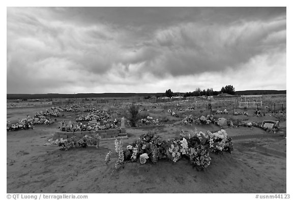 Cemetery, Thoreau. New Mexico, USA (black and white)