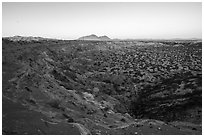 Kilbourne Hole and Cox Peaks at sunrise. Organ Mountains Desert Peaks National Monument, New Mexico, USA ( black and white)
