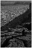 Basalt rocks and Kilbourne Hole. Organ Mountains Desert Peaks National Monument, New Mexico, USA ( black and white)