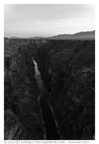 Rio Grande Gorge at dawn. Rio Grande Del Norte National Monument, New Mexico, USA (black and white)