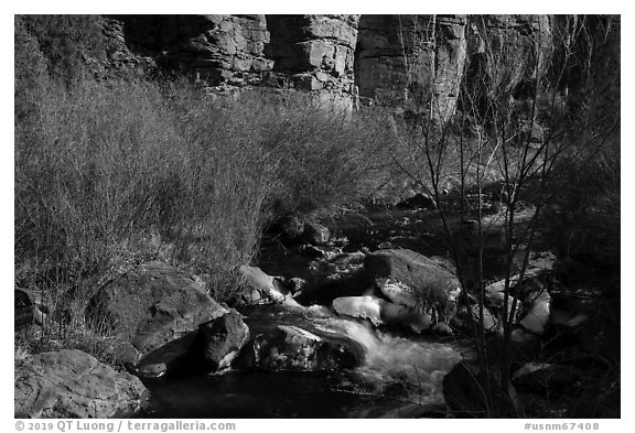Rio Hondo in winter. Rio Grande Del Norte National Monument, New Mexico, USA (black and white)