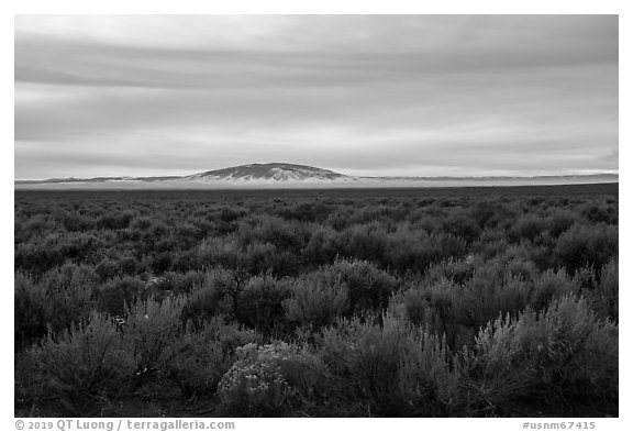 Taos Plateau and San Antonio Mountain in winter. Rio Grande Del Norte National Monument, New Mexico, USA (black and white)