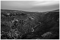 Upper Rio Grande Gorge, sunrise. Rio Grande Del Norte National Monument, New Mexico, USA ( black and white)