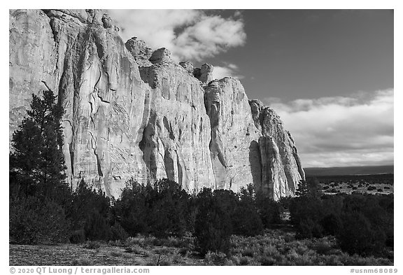 El Morro sandstone cliff. El Morro National Monument, New Mexico, USA (black and white)