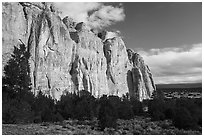 El Morro sandstone cliff. El Morro National Monument, New Mexico, USA ( black and white)